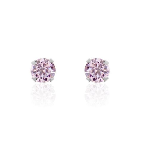 Boucles D'oreilles Puces Or Blanc Oxydes De Zirconium - Clous d'oreilles Femme | Histoire d’Or
