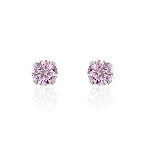 Boucles D'oreilles Puces Or Blanc Oxydes De Zirconium - Clous d'oreilles Femme | Histoire d’Or