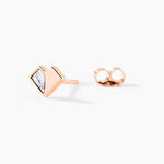 Boucles D'oreilles Puces Rossana Argent Rose Pierre De Synthese - Boucles d'oreilles fantaisie Femme | Histoire d&rsquo;Or