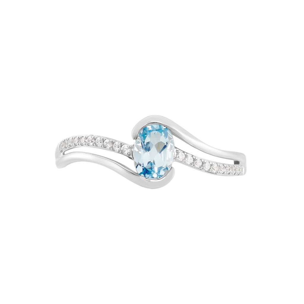 Bague Or Blanc Anja Topaze - Bagues solitaires Femme | Histoire d’Or