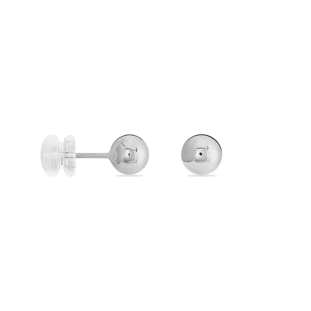 Boucles D'oreilles Puces Fidelia Boule Or Blanc - Clous d'oreilles Femme | Histoire d’Or