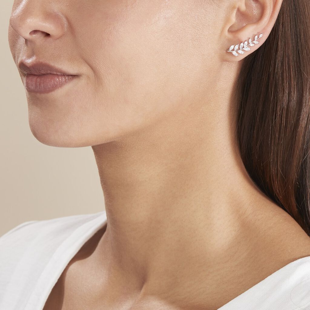 Boucles D'oreilles Grimpantes Sakira Argent Blanc Oxyde De Zirconium - Boucles d'oreilles fantaisie Femme | Histoire d’Or