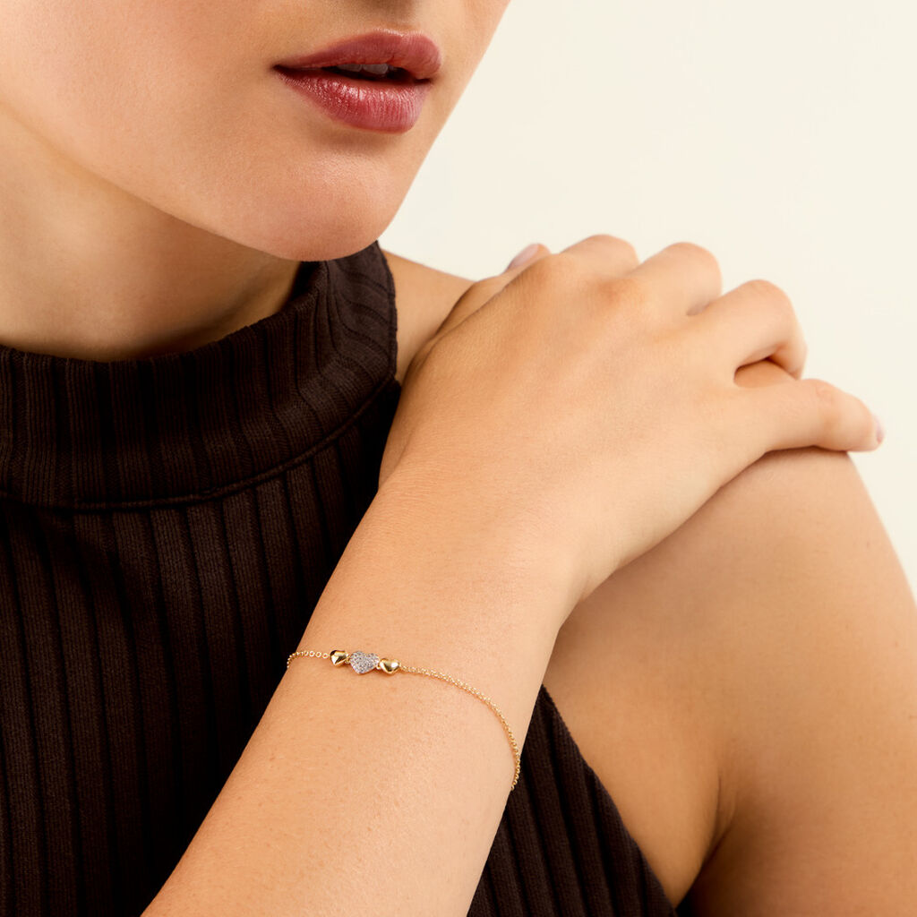 Bracelet Minie Argent Dor&eacute; A L'Or 750/1000 Oxyde De Zirconium - F&ecirc;te des m&egrave;res Femme | Histoire d&rsquo;Or