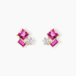 Boucles D'oreilles Puces Garland Or Jaune Oxyde De Zirconium - Clous d'oreilles Femme | Histoire d&rsquo;Or