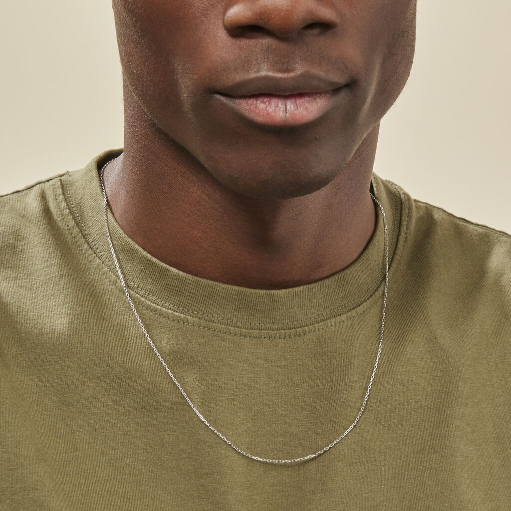 Chaîne Igoa Maille Forçat Diamantee Or Blanc - Chaines Unisex | Histoire d’Or