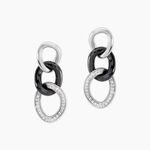 Boucles D'oreilles Pendantes Link Argent Blanc C&eacute;ramique Et Oxyde - Boucles d'oreilles pendantes Femme | Histoire d&rsquo;Or