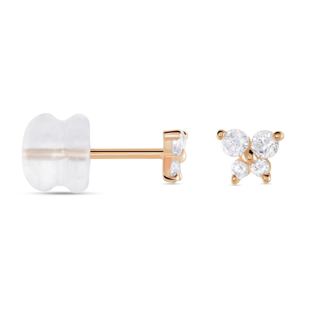 Boucles D'oreilles Puces Or Rose Oxydes De Zirconium - Clous d'oreilles Femme | Histoire d’Or