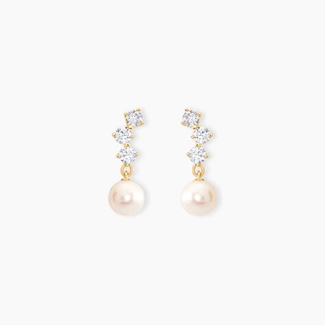 Boucles D'oreilles Pendantes Taiss Or Jaune Perle De Culture - Boucles d'oreilles pendantes Femme | Histoire d’Or
