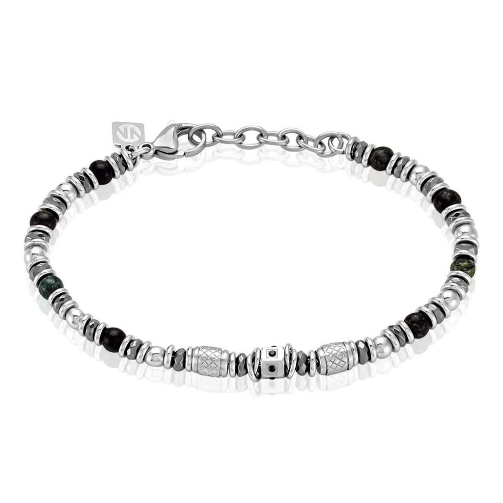 Bracelet Cliff Acier Gris Labradorite H&eacute;matite Oxyde De Zirconium - Bracelets Homme | Histoire d&rsquo;Or