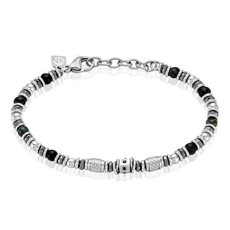 Bracelet Cliff Acier Gris Labradorite H&eacute;matite Oxyde De Zirconium - Bracelets Homme | Histoire d&rsquo;Or