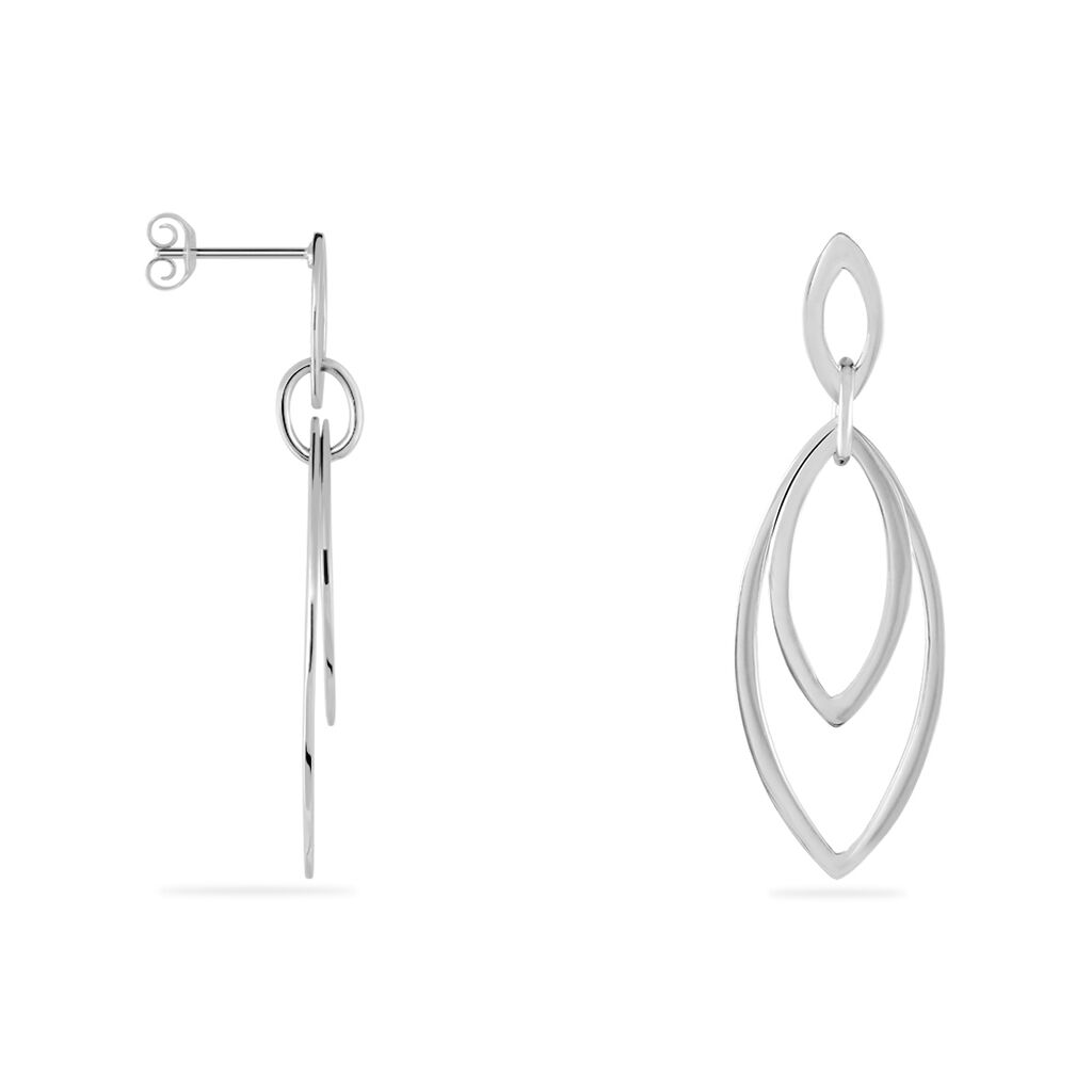 Boucles D'oreilles Pendantes Toupie Argent Blanc - Boucles d'oreilles fantaisie Femme | Histoire d&rsquo;Or