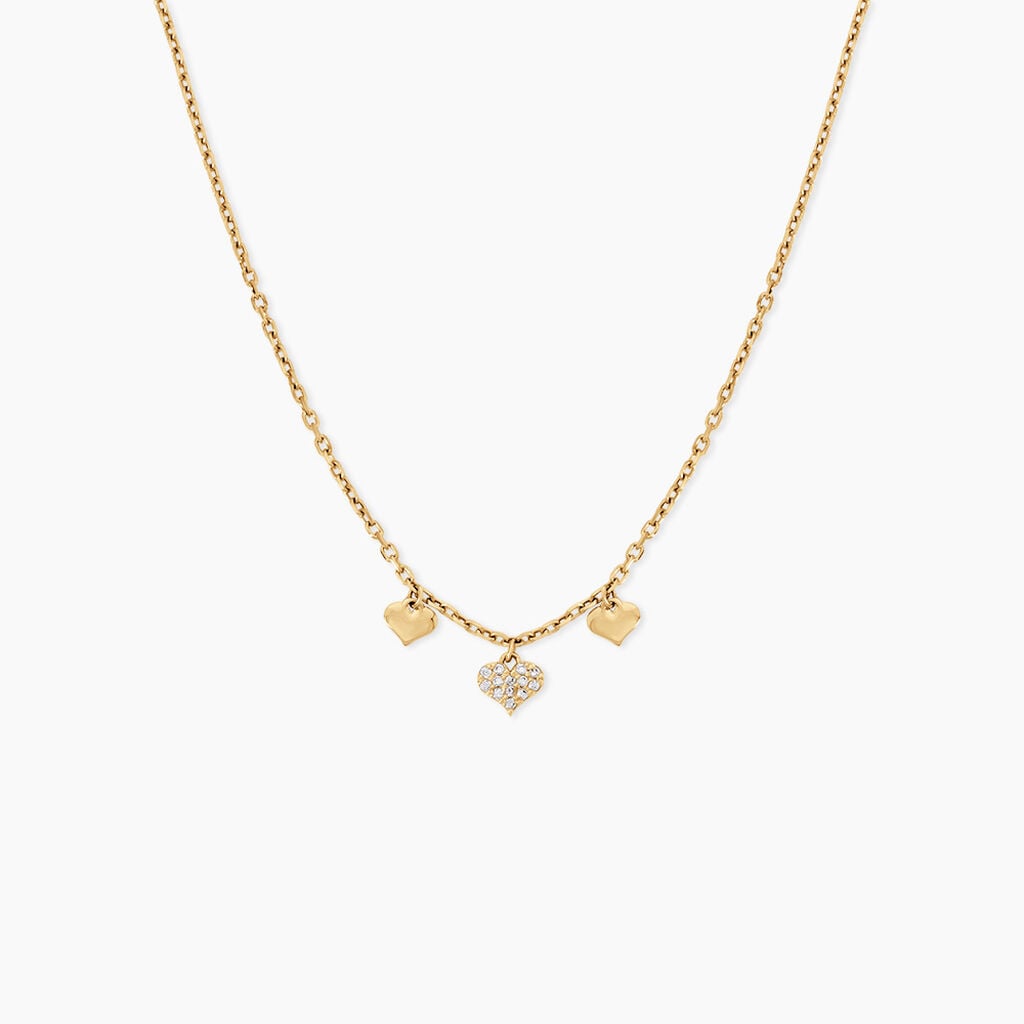 Collier Cheri Argent Dor&eacute; A L'Or 750/1000 Oxyde De Zirconium - Colliers Femme | Histoire d&rsquo;Or