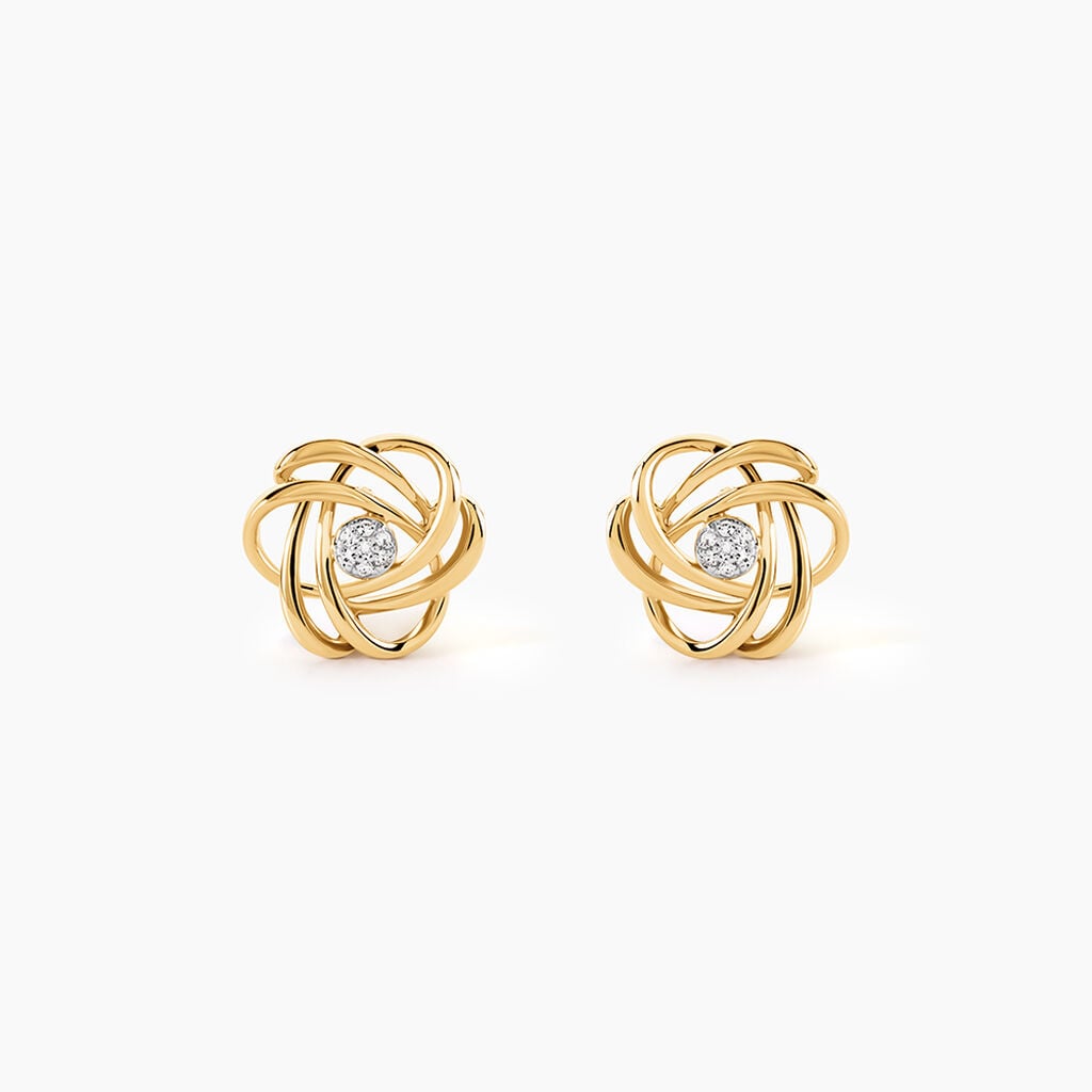 Boucles D'oreilles Puces Or Jaune Afua Diamants - Clous d'oreilles Femme | Histoire d&rsquo;Or