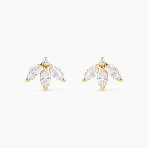 Boucles D'oreilles Puces Margret Or Jaune Oxyde De Zirconium - Clous d'oreilles Femme | Histoire d&rsquo;Or