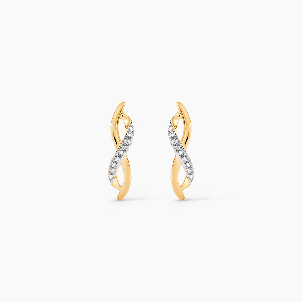 Boucles D'oreilles Puces Smina Or Jaune Diamant - Boucles d'oreilles pendantes Femme | Histoire d&rsquo;Or