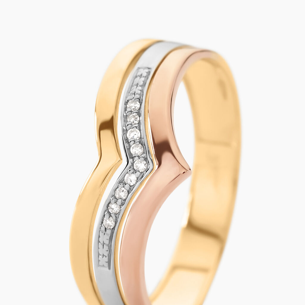 Bague Alix Or Tricolore Diamant - Bagues avec pierre Femme | Histoire d’Or