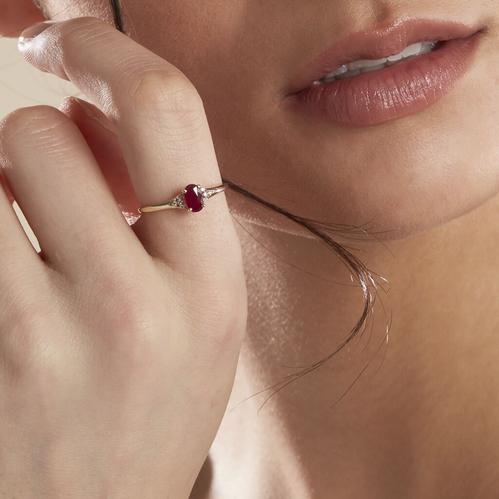 Bague Or Jaune Marie Rubis Diamants - Bagues solitaires Femme | Histoire d’Or