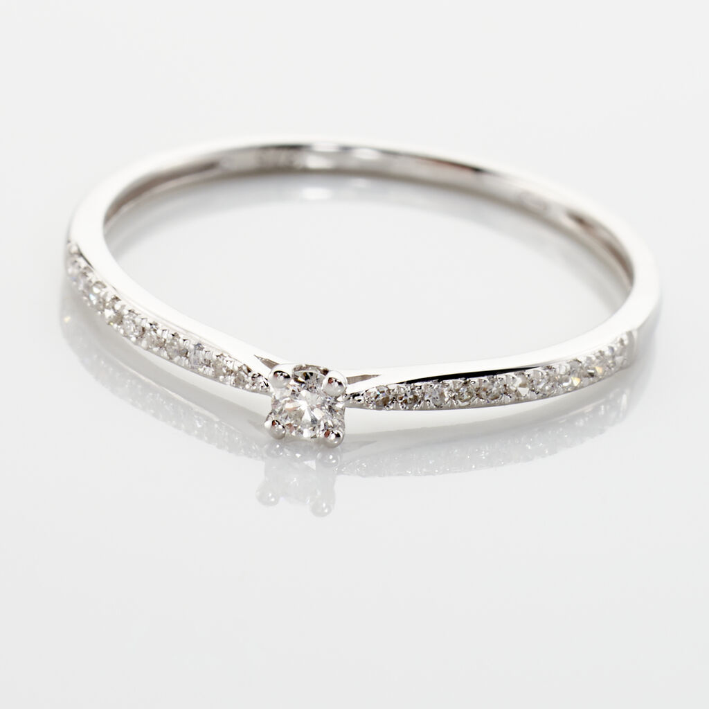 Bague Solitaire Hemera Or Blanc Diamant - Bagues solitaires Femme | Histoire d&rsquo;Or