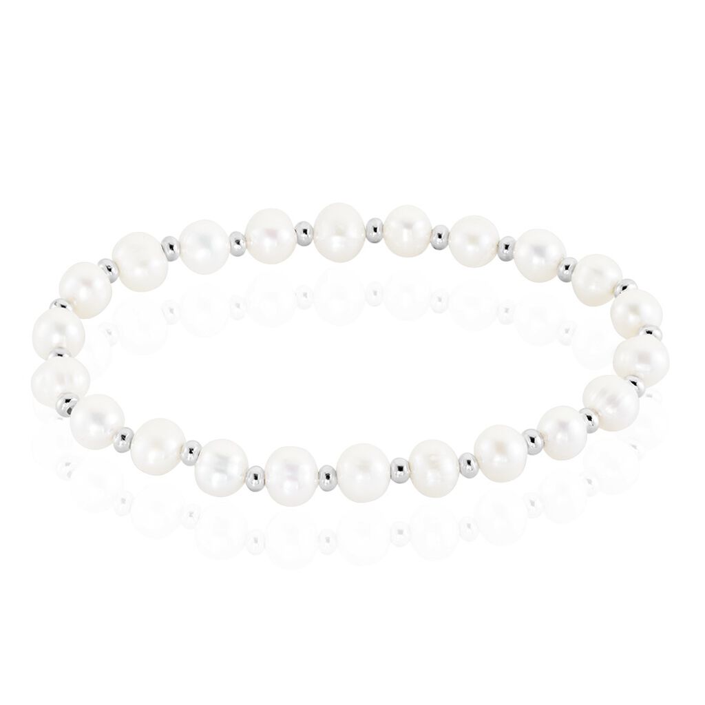 Bracelet élastique Rétro Perles De Verre Et Croix - Argenté, Occasion Impeccable