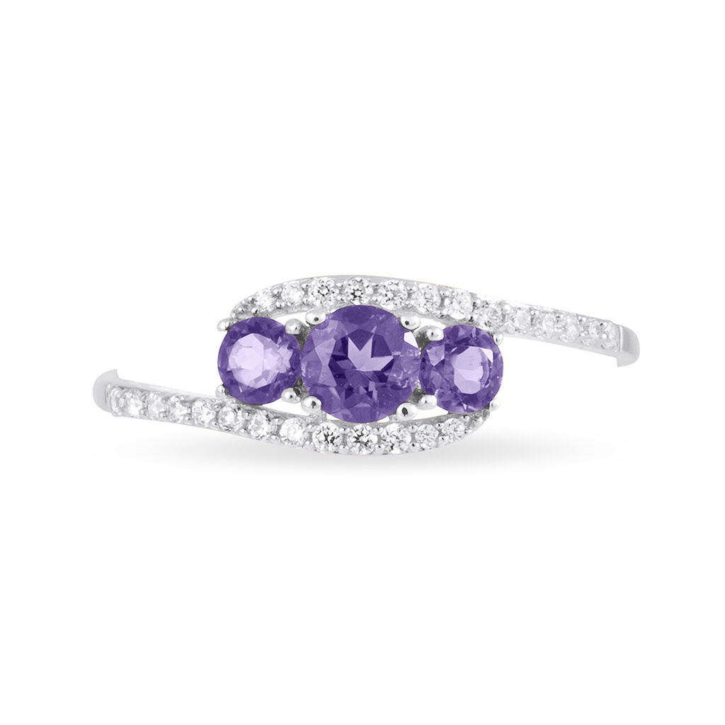 Bague Chloe Or Blanc Amethyste Et Oxyde De Zirconium - Bagues solitaires Femme | Histoire d&rsquo;Or