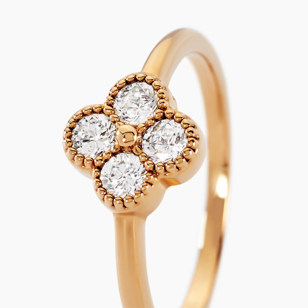 Bague Laurelle Plaqué Or Doré Oxyde De Zirconium - Bagues avec pierre Femme | Histoire d’Or
