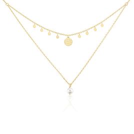 Collier Plaqué Or Jaune Aglaya Perle D'imitation - Colliers doubles et triples chaînes Femme | Histoire d’Or