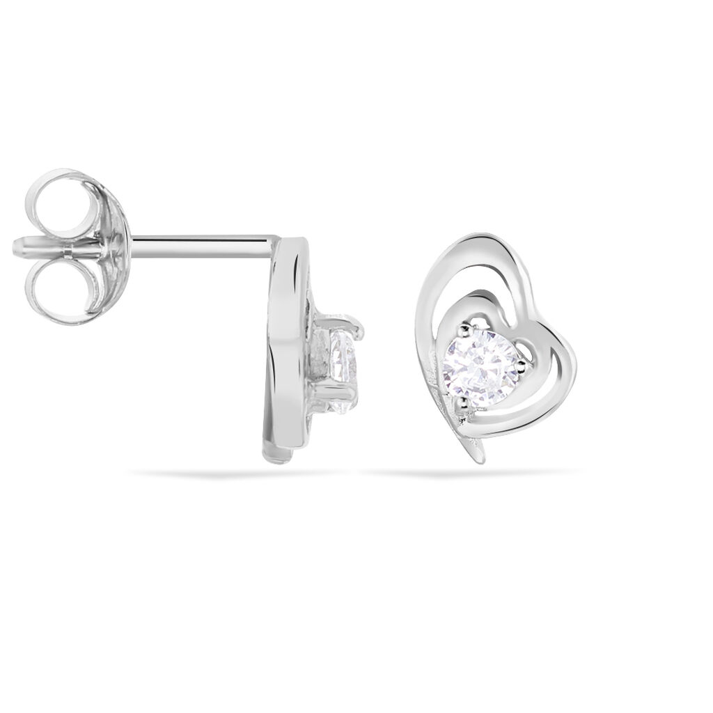 Boucles D'oreilles Puces Alou Argent Blanc Oxyde De Zirconium - Boucles d'oreilles fantaisie Femme | Histoire d&rsquo;Or