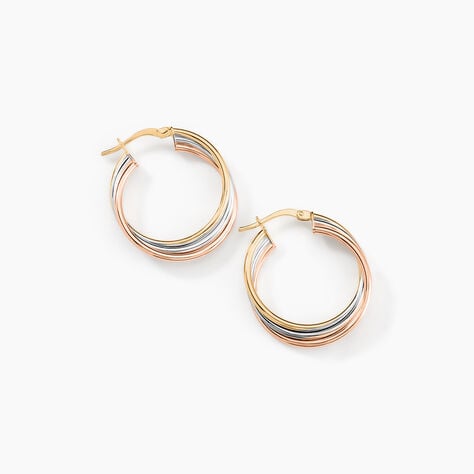 Cr&eacute;oles Tanya Or Tricolore - Boucles d'oreilles cr&eacute;oles Femme | Histoire d&rsquo;Or