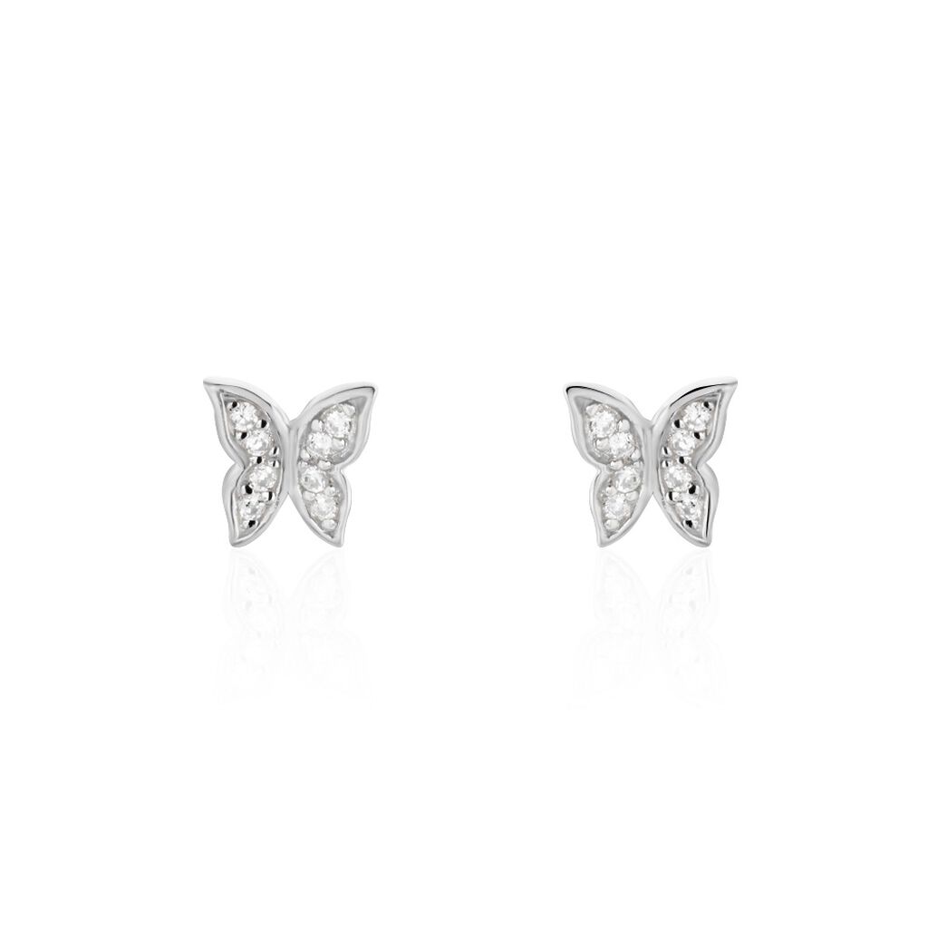 Boucles D'oreilles Puces Cadfan Argent Blanc Oxyde - Boucles d'oreilles fantaisie Femme | Histoire d&rsquo;Or