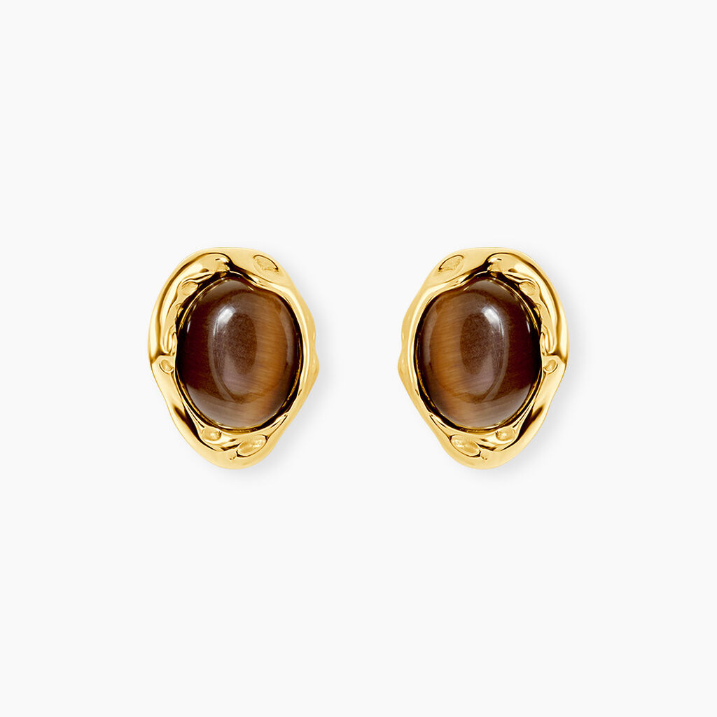 Boucles D'Oreilles Puces Ranya Acier Jaune Verre - Boucles d'oreilles fantaisie Femme | Histoire d&rsquo;Or