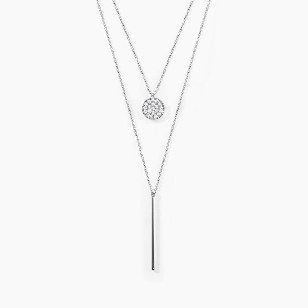 Collier Manna Argent Blanc Oxyde De Zirconium - Colliers doubles et triples chaînes Femme | Histoire d’Or