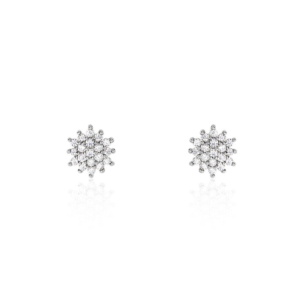 Boucles D'oreilles Puces Or Blanc Kristel Oxydes De Zirconium - Clous d'oreilles Femme | Histoire d’Or