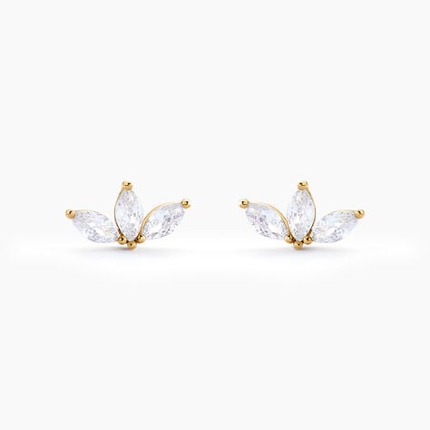 Boucles D'oreilles Puces Marquise Or Jaune Oxyde De Zirconium - Clous d'oreilles Femme | Histoire d&rsquo;Or