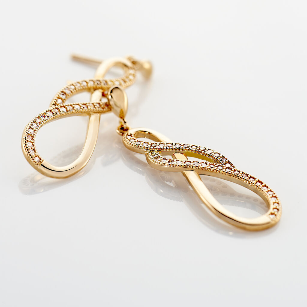 Boucles D'oreilles Pendantes Rajah Plaqu&eacute; Or Jaune Oxyde De Zirconium - Boucles d'oreilles pendantes Femme | Histoire d&rsquo;Or