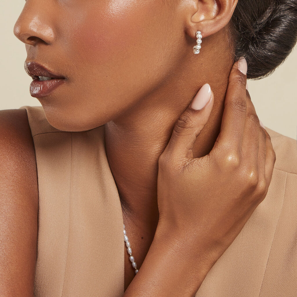 Créoles Perlissima Argent Blanc Perle De Culture - Boucles d'oreilles créoles Femme | Histoire d’Or