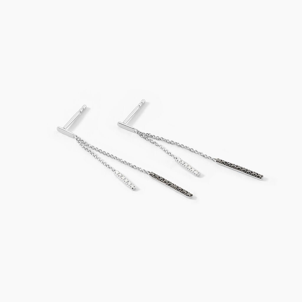Boucles D'oreilles Pendantes Ainhoaa Or Blanc Diamant - Boucles d'oreilles pendantes Femme | Histoire d’Or