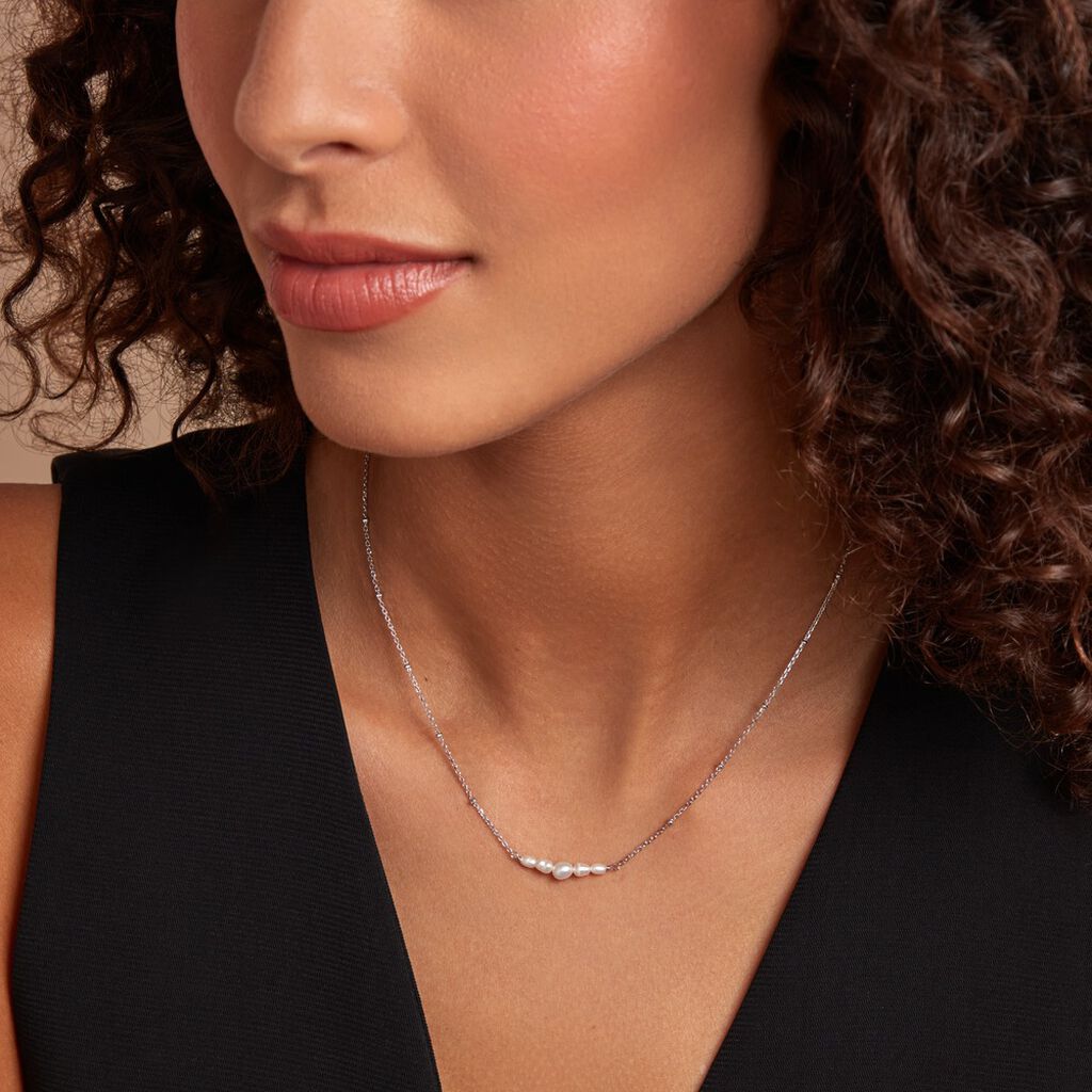 Collier Blaine Argent Blanc Perle De Culture - Colliers fantaisie Femme | Histoire d’Or