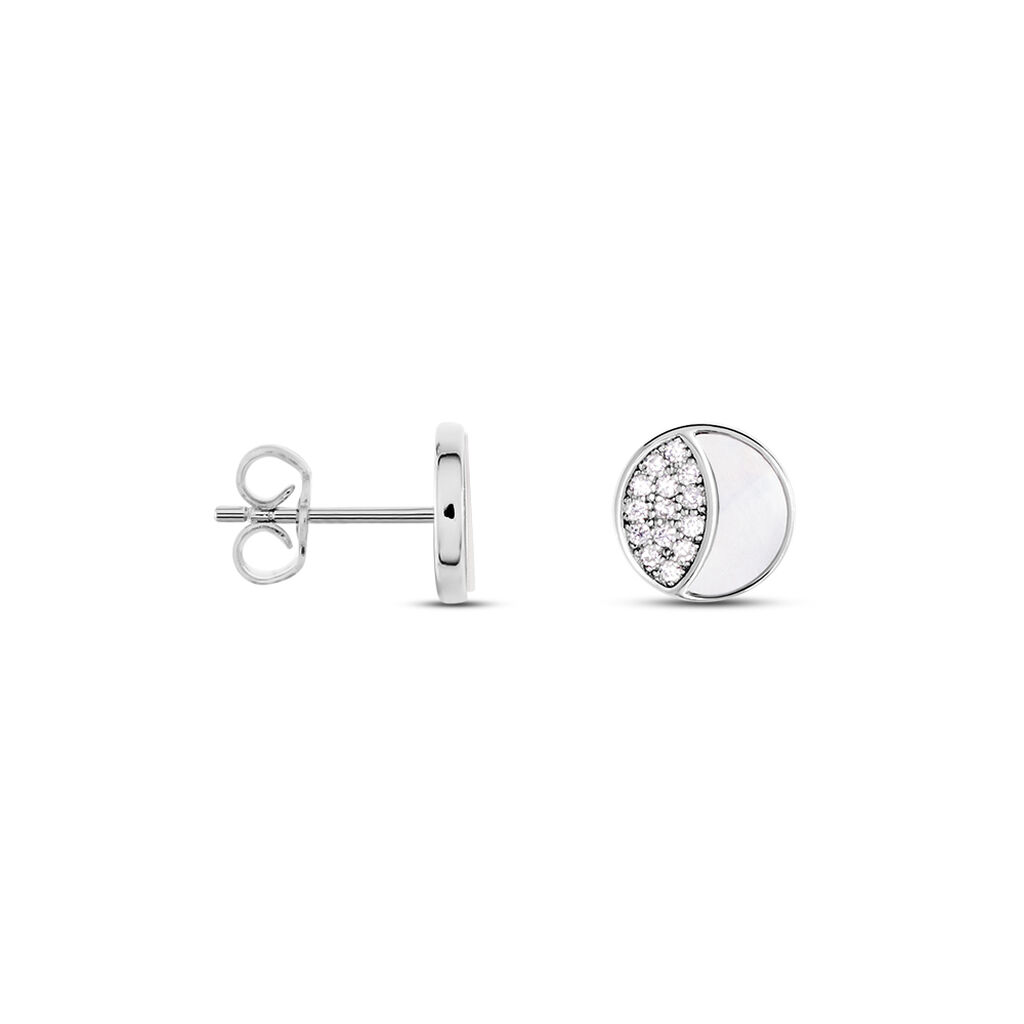 Boucles D'oreilles Puces Argent Blanc Haile Oxydes De Zirconium - Boucles d'oreilles fantaisie Femme | Histoire d’Or