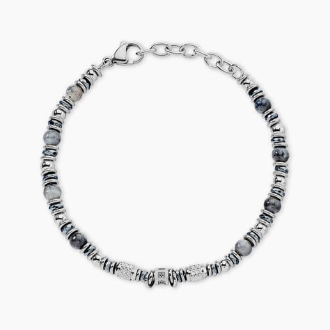 Bracelet Cliff Acier Gris Labradorite H&eacute;matite Oxyde De Zirconium - Bracelets Homme | Histoire d&rsquo;Or