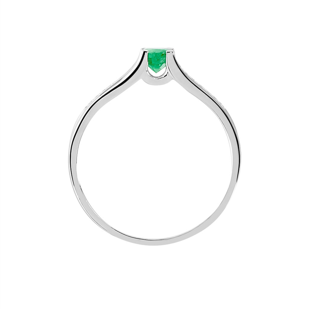 Bague Denise Or Blanc Emeraude Et Diamant - Bagues solitaires Femme | Histoire d&rsquo;Or