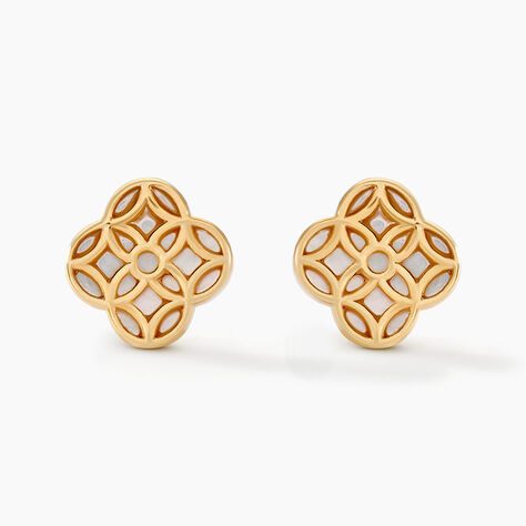 Boucles D'oreilles Puces Rosalite Or Jaune Nacre - Clous d'oreilles Femme | Histoire d’Or