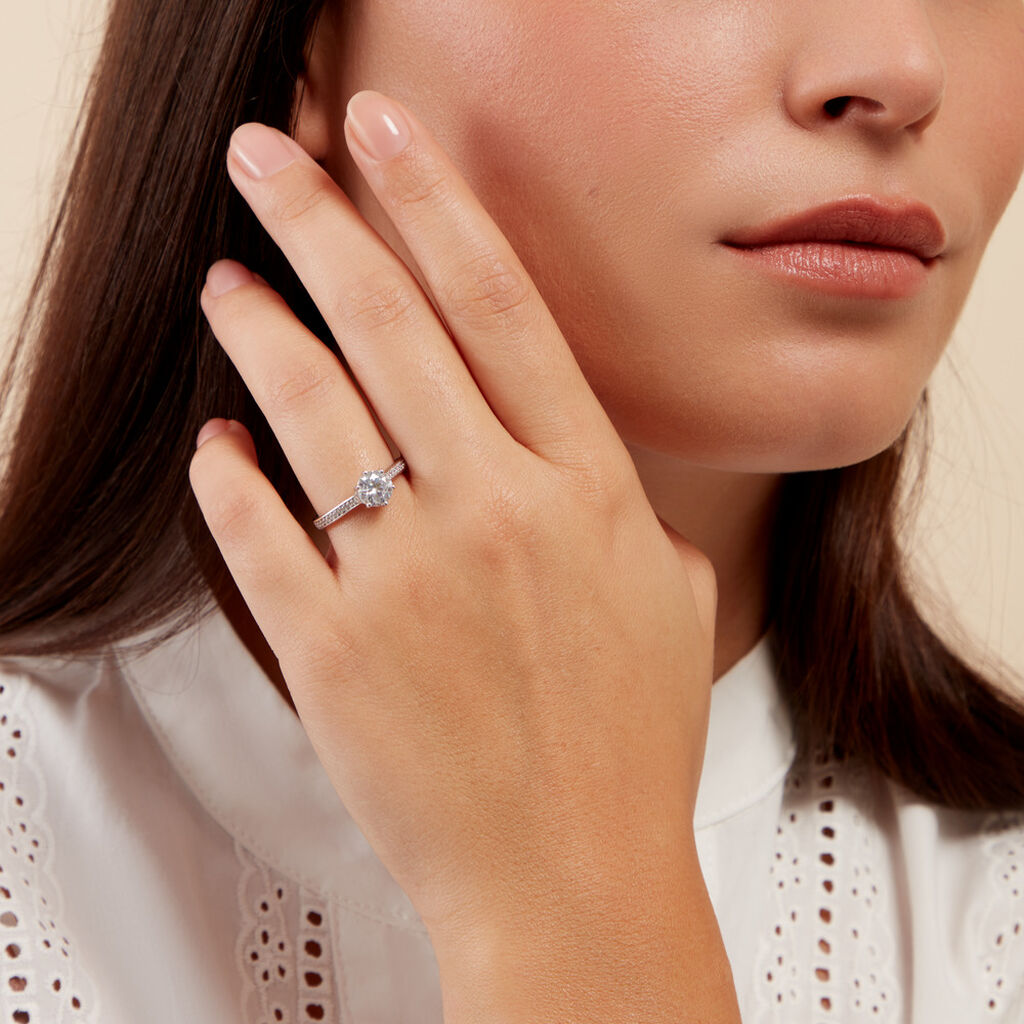Bague Lydia Argent Blanc Oxyde De Zirconium - Bagues solitaires Femme | Histoire d’Or