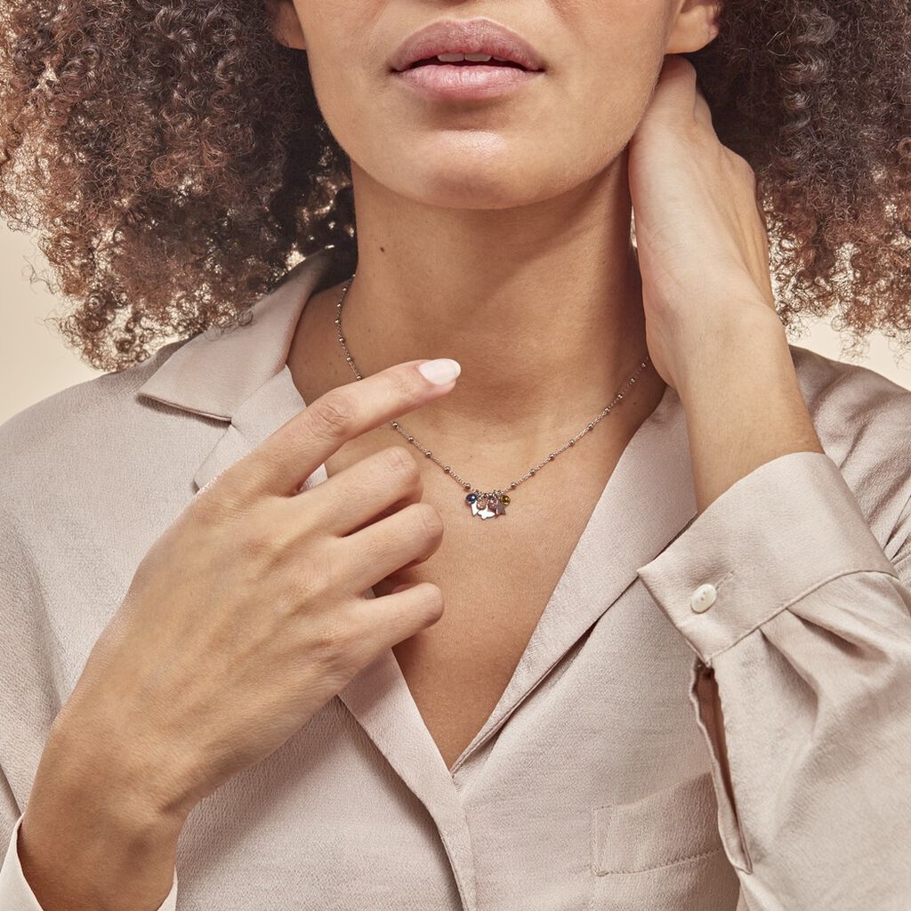 Collier Argent Blanc Paulino Pierres Artificelles - Ras de cou Femme | Histoire d’Or