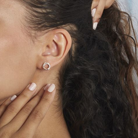 Boucles D'oreilles Puces Amaiur Or Tricolore Oxydes De Zirconium - Clous d'oreilles Femme | Histoire d’Or