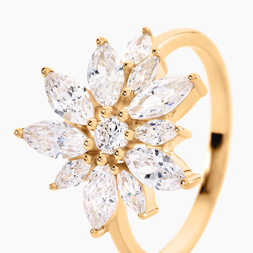 Bague Waouh Plaqu&eacute; Or Jaune Oxyde De Zirconium - Bagues avec pierre Femme | Histoire d&rsquo;Or