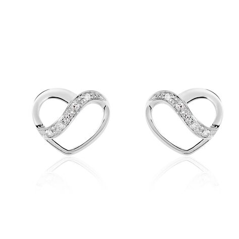 Boucles D'oreilles Puces Or Blanc Juliane Diamants - Clous d'oreilles Femme | Histoire d’Or