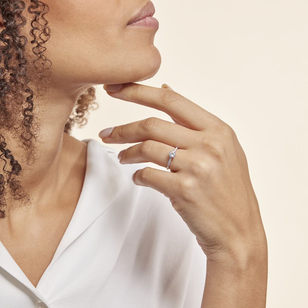 Bague Manon Or Blanc Topaze Et Oxyde De Zirconium - Bagues solitaires Femme | Histoire d’Or