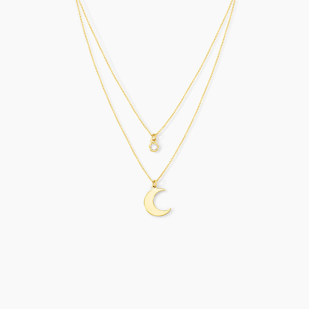 Collier Astre Argent Dor&eacute; Oxyde De Zirconium - Colliers fantaisie Femme | Histoire d&rsquo;Or