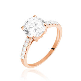 Bague Solitaire Alisia Or Rose Oxyde De Zirconium - Bagues solitaires Femme | Histoire d’Or
