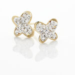 Boucles D'oreilles Puces Or Jaune Cercis Strass - Clous d'oreilles Famille | Histoire d&rsquo;Or